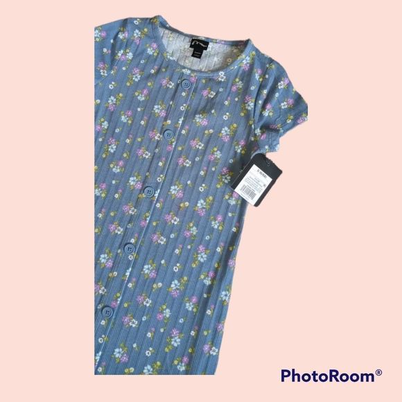 Art Class Blue Floral Pullover Knit Kids Dress - Picture 3 of 4